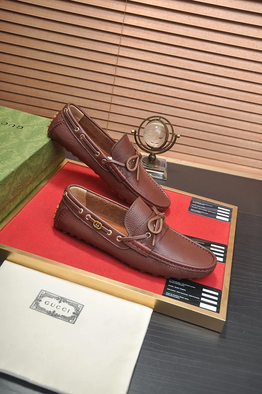 Men's Men's Shoes💰420💶【GUCCI】 (High-end Niuli) New 🍀Gucci*——Gucci Doudou Shoes! Made of imported original cowhide, the inner top layer is comfortable cowhide lining! Original wear-resistant rubber outsole! High quality products! Code number 38-44!